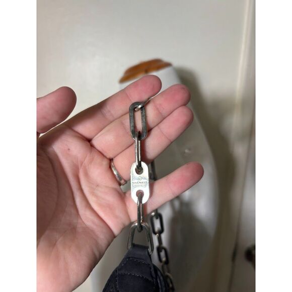 Nine West Purse Chain Link Strap 90s Silver Clean Girl Minimalist Black Shoulder - Picture 3 of 4